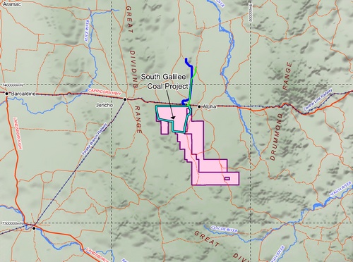 Location of the South Galilee Coal Project